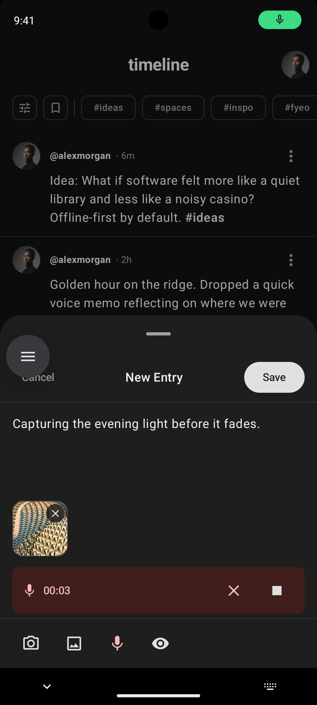 Timeline Composer Screen