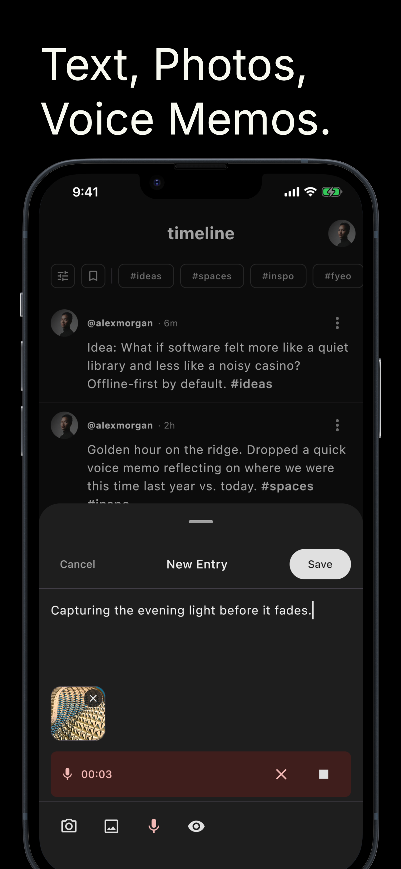 Text, Photos, Voice Memos screenshot